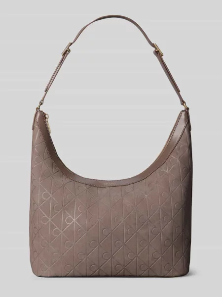 Calvin Klein Torebka Emblem Aop Sueded M Shoulder Bag beżowy