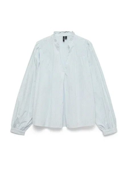 VERO MODA Bluză VMSINA albastru deschis alb