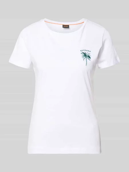 T-shirt z czystej bawełny w kroju regular fit model Boss Orange biała