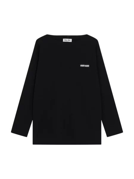 Sweter Miu Miu wełniany z logo czarny