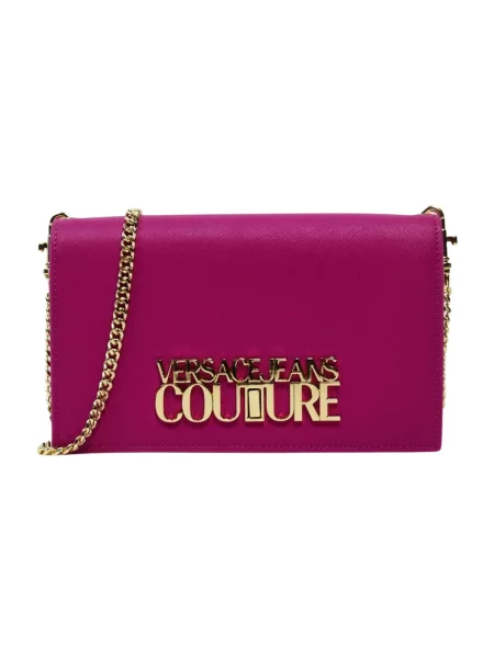 Torebka Versace Jeans Couture skórzana z logo różowa