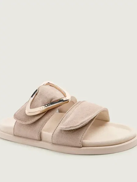 INUIKII Șlapi DREAMER BUCKLE | piele întoarsă gri