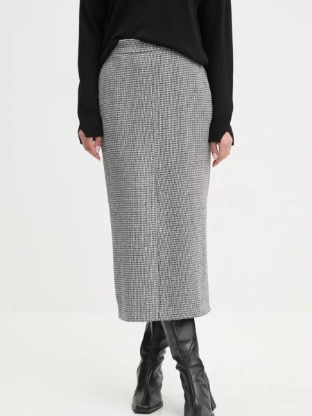 Fustă midi Sandro Ferrone până la genunchi gri