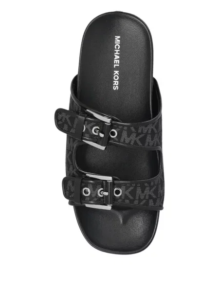 Papuci Michael Michael Kors cu cataramă din piele maro