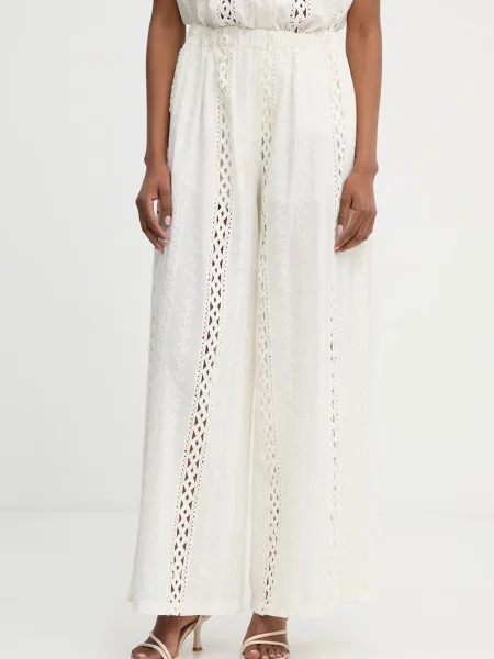 Haveone pantaloni wide leg pentru femei din bej