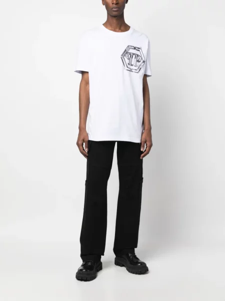 Raštuotas marškinėliai Philipp Plein balta