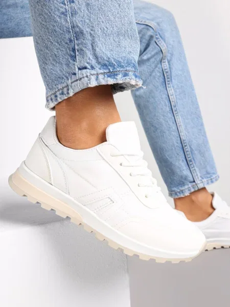 Sneakers Albi cu Șireturi Cashe alb