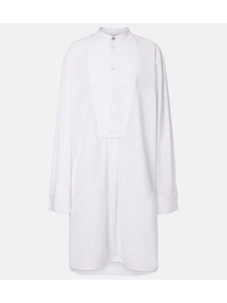 Rochie midi Bottega Veneta din poplin alb