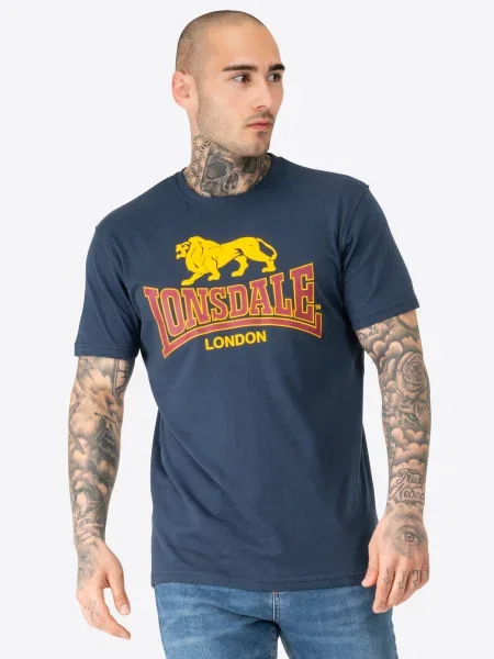 LONSDALE Majica Taverham mornarska / rumena / temno rdeča črna