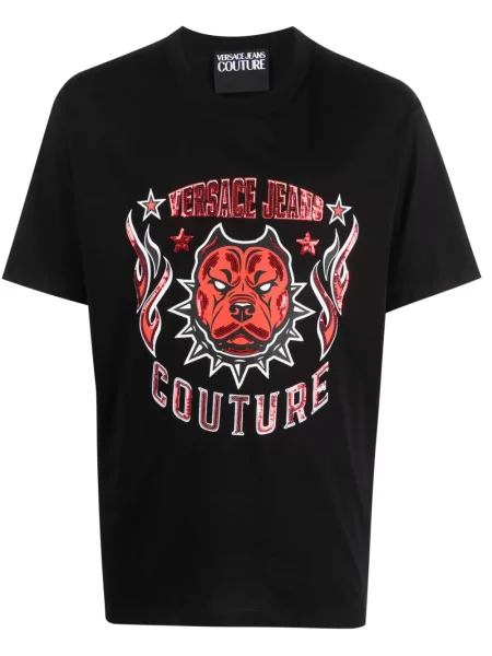 Tricou Versace Jeans Couture cu paiete negru