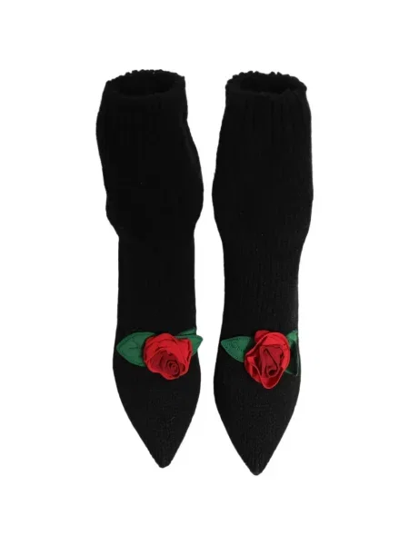 Πλεκτά μποτάκια αστραγάλου Dolce & Gabbana με απλικέ μαύρο