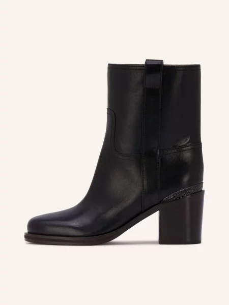 Brunello Cucinelli Boots S Ozdobnými Kamínky / platinová černá