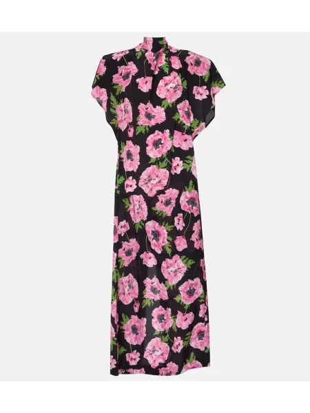 Rochie maxi Stella Mccartney de mătase cu model floral de costum