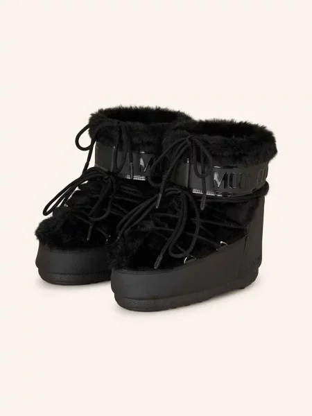 Umělá kožešina kotníkové boty Moon Boot černé