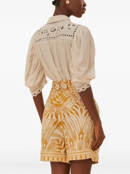 Pantaloni scurți Farm Rio cu imagine portocaliu