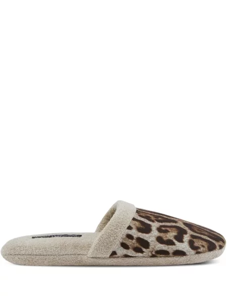 Papuci de casă Dolce & Gabbana cu imagine cu model leopard din material terry