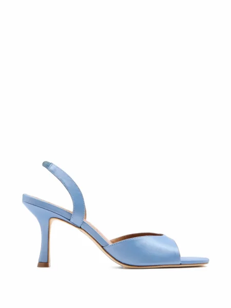 Pantofi cu toc Staud din satin slingback albastru