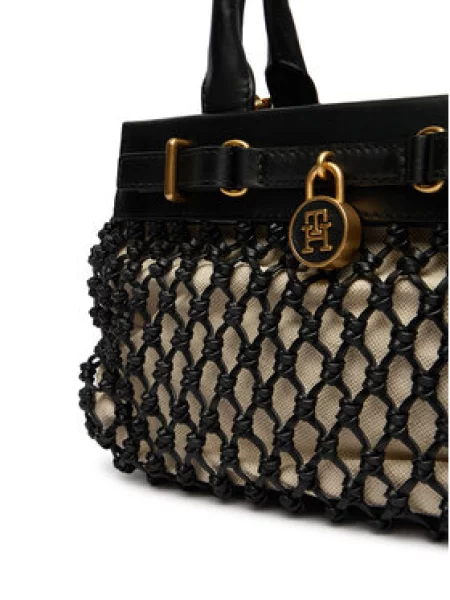 Torbica Tommy Hilfiger American Icon Mini Tote Macrame crna
