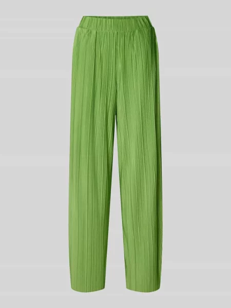 Spodnie szerokie o kroju regular fit z plisami model ‘ELLIE’ Selected Femme zielone