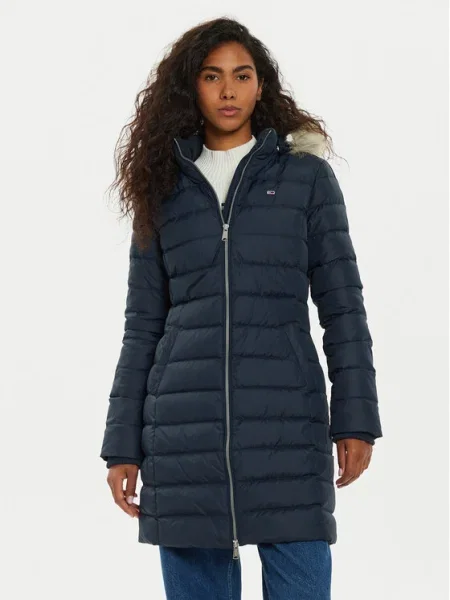 Пухено яке Tommy Jeans зимен модел тъмносиньо