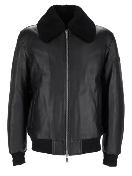 Gulerat geanta de piele Moose Knuckles negru