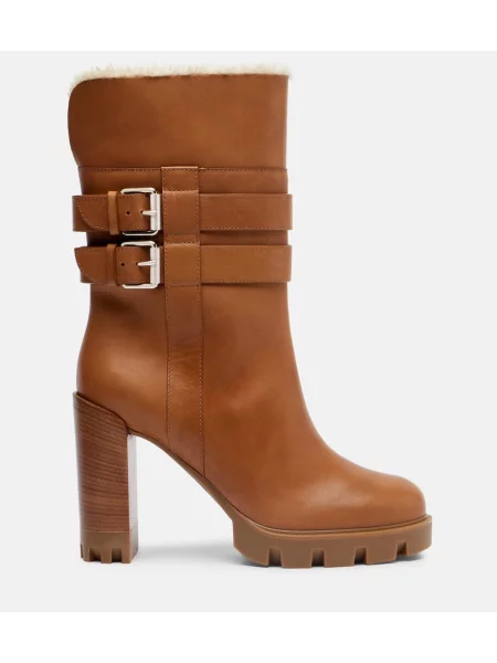 Cizme scurte Christian Louboutin din piele maro