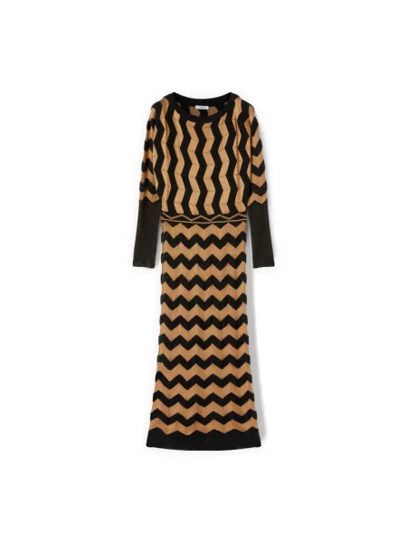 Sukienka maxi Motivi wełniana brązowa