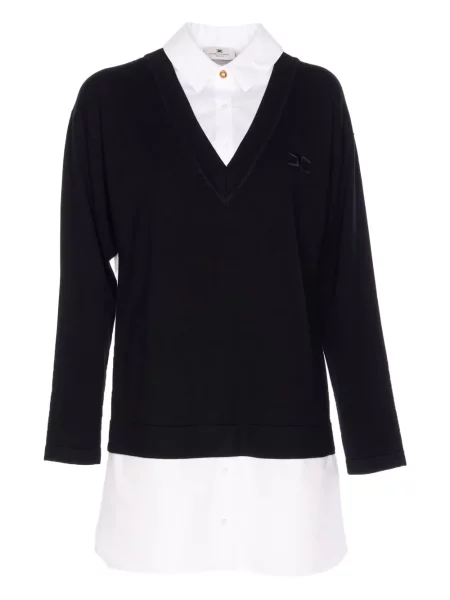 Rochie mini Elisabetta Franchi cu broderie cu decolteu în V de costum negru
