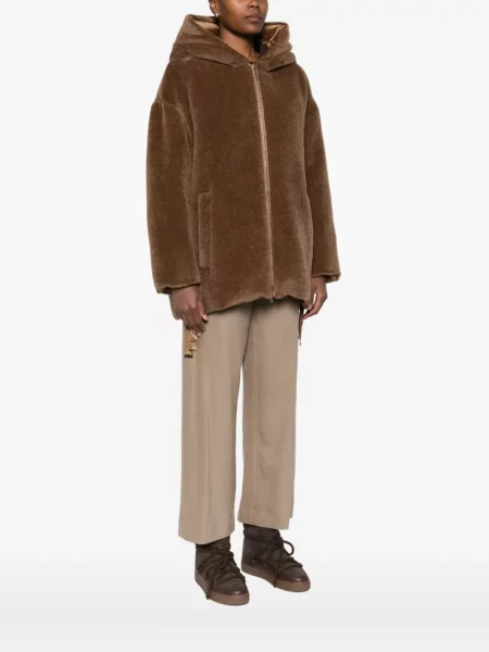 Palton Max Mara cu glugă maro