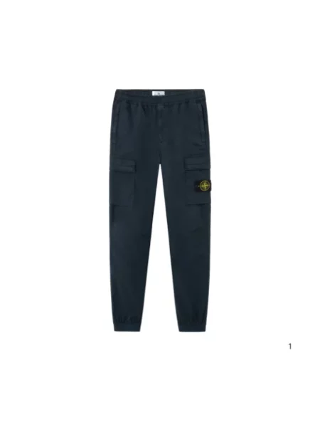 Spodnie cargo Stone Island z twillu z kamieniami niebieskie
