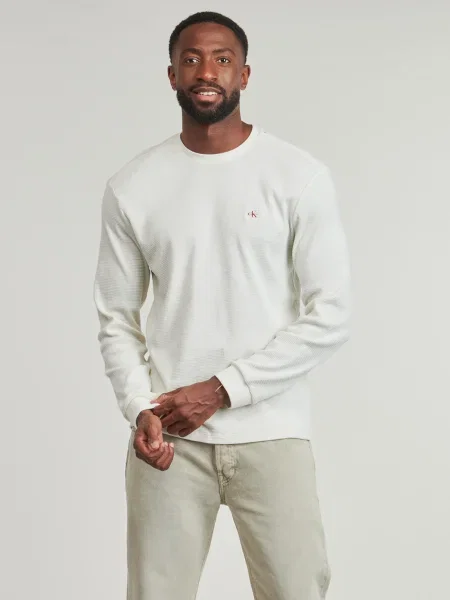 Hosszú ujjú hosszú szvetter Calvin Klein fehér