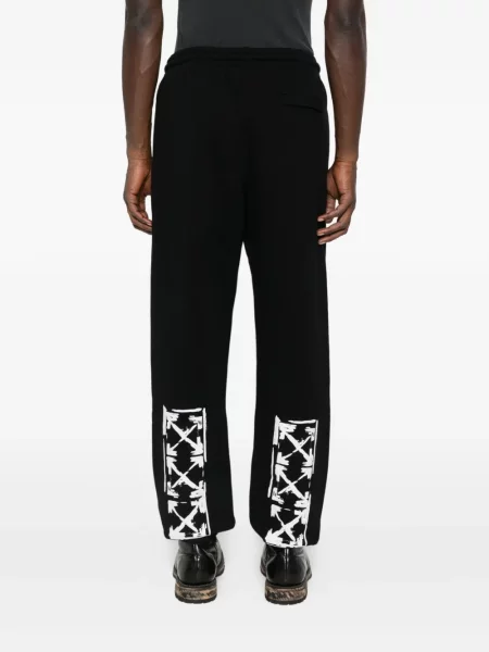 Pantaloni Off-white cu imagine alergare cu cordon alb