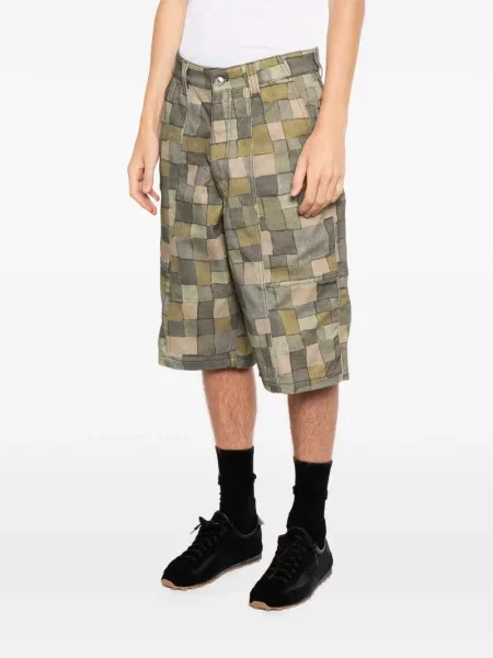 Pantaloni scurți Maison Kitsune în carouri verde