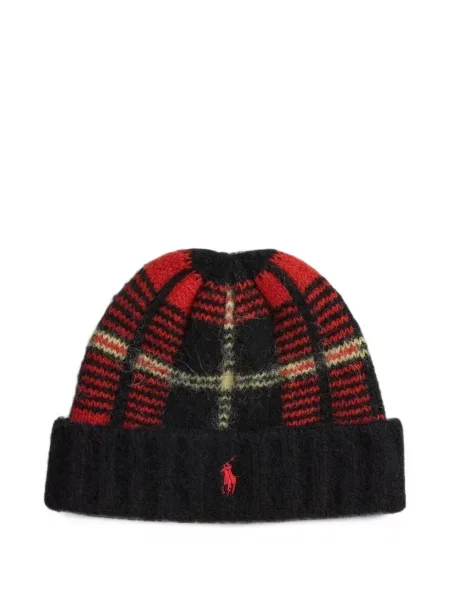Căciulă Polo Ralph Lauren de lână în carouri gri