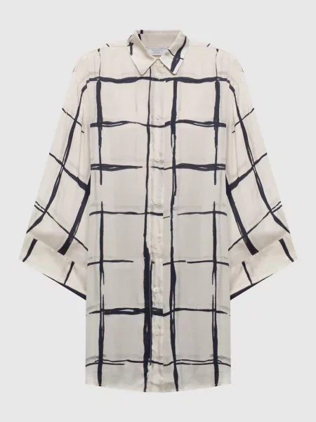 Клетчатая блузка Peserico бежевая