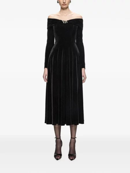 Rochie midi Nissa de catifea negru