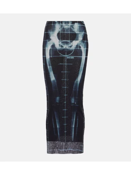 Przezroczysta maksi spódnica maxi Jean Paul Gaultier z siateczką niebieska