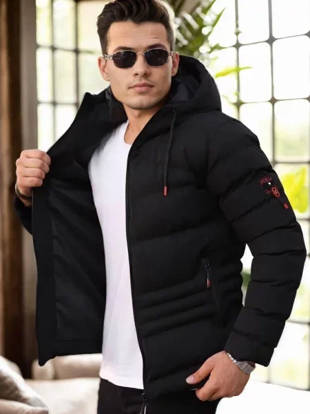 Палто Dewberry с качулка черно