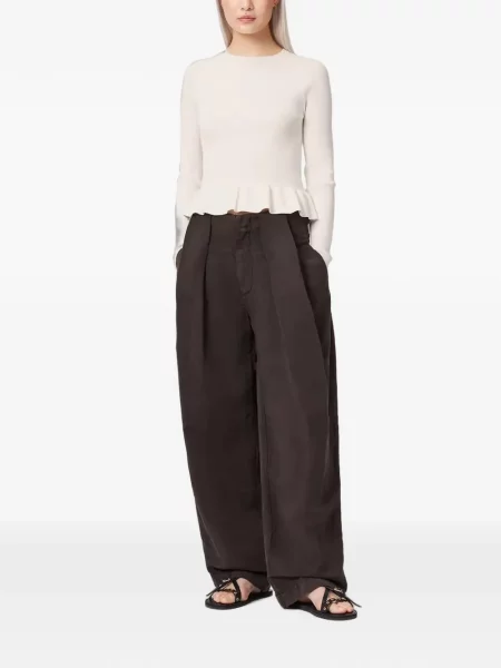 Pulover Allsaints cu volane alb