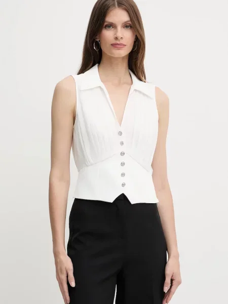 Блуза Morgan OPLI дамска тъмносиньо с изчистен дизайн OPLI бяло