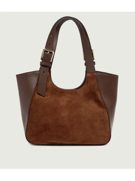 Furla Válltáska Furla Dora S | hasított bőr bőr hozzáadásával barna