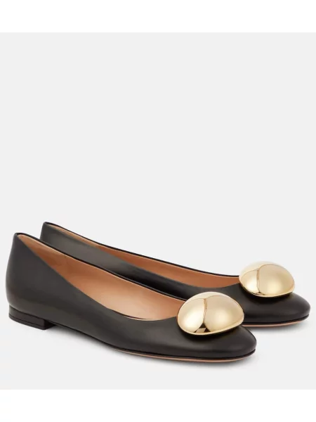 Balerini Gianvito Rossi din piele negru