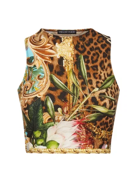 Top Philipp Plein w kwiatki o skróconej długości