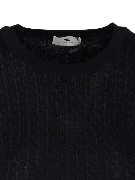 Pulover Elisabetta Franchi cu decolteu rotund negru
