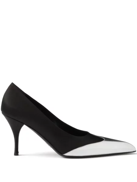 Pantofi cu toc Prada din satin negru