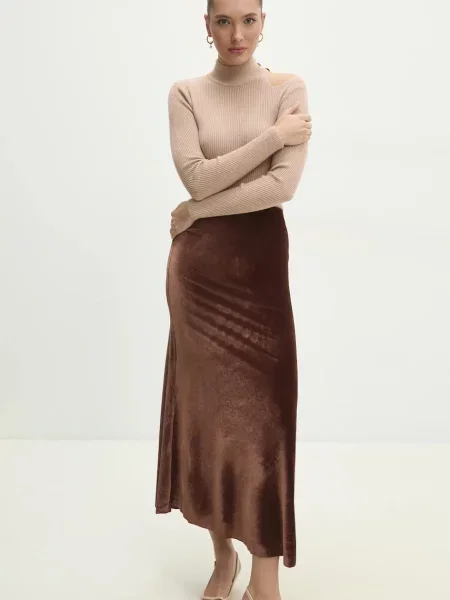 Спідниця Answear.LAB maxi розкльошена коричневий
