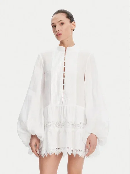 BARDOT Nyári ruha Antonia Lace Trim Relaxed Fit fehér
