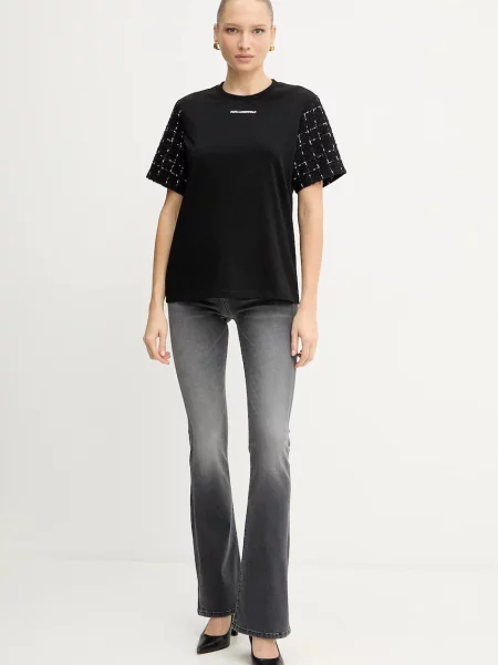 Karl Lagerfeld t-shirt z wełną czarny