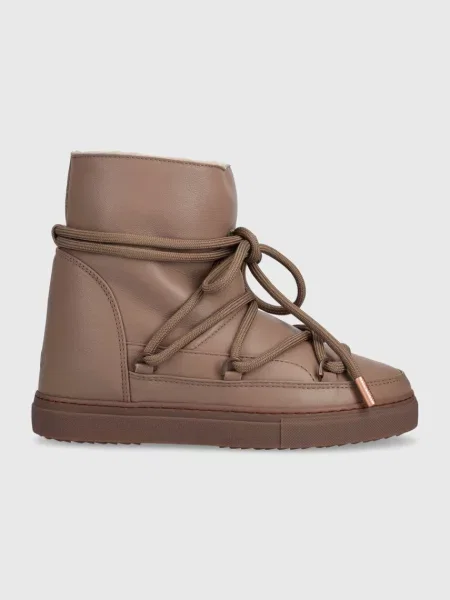 Кожаные сапоги Inuikii на танкетке коричневые