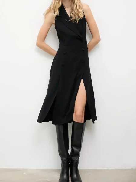 Answear.LAB rochie midi drept negru